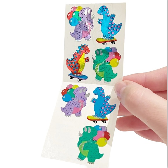Vintage Sandylion Stickers Shiny Dinosaurs Balloons Skateboard Blue Purple Green - Picture 4 of 7